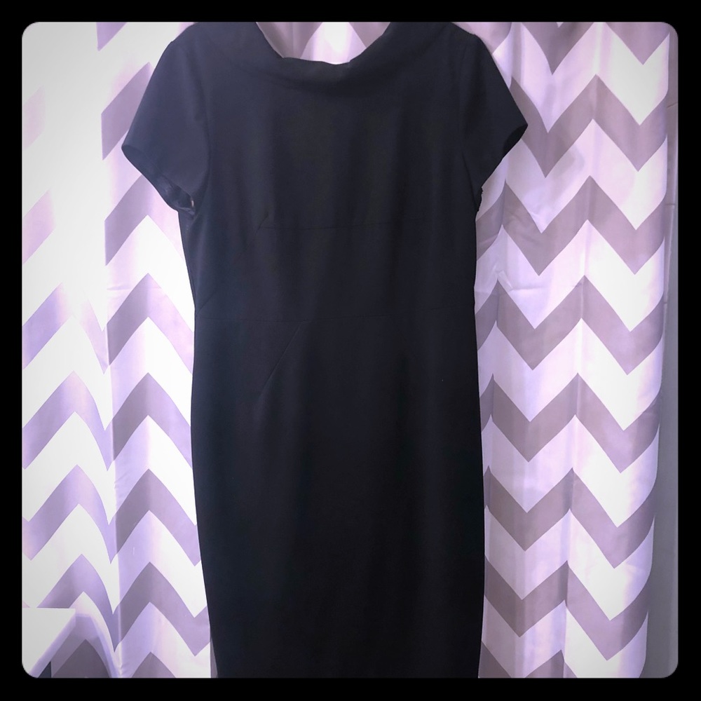 Black Profesional Cap Sleeve Collard Dress